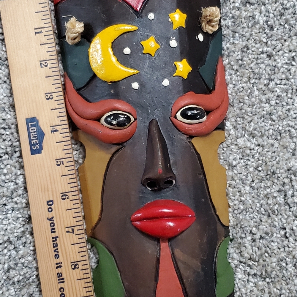 Colorful Pottery Tribal Wall Mask Decor - Picture 4 of 6